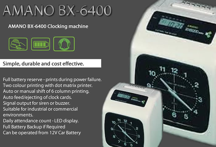 Amano Electronic Time Recorder BX-6400 Product